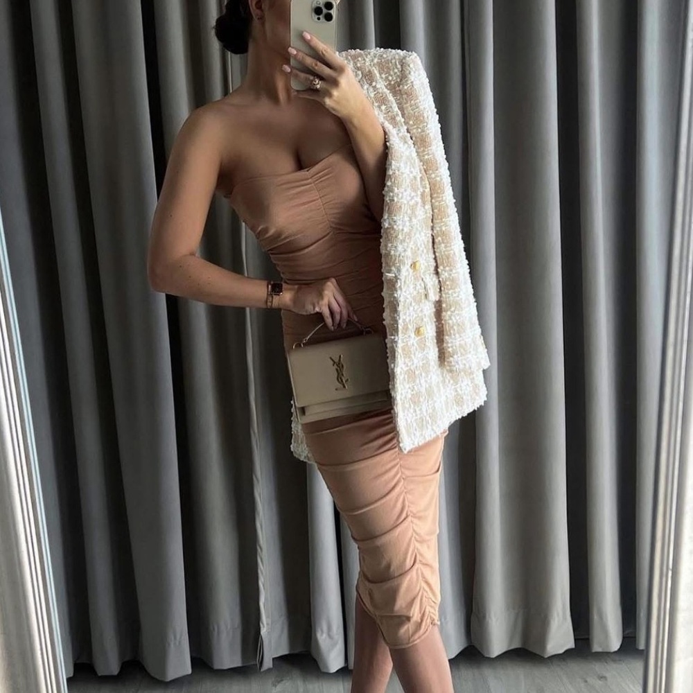 Zara Bodycon Tulle Strapless Midi Dress - Picture 5 of 5